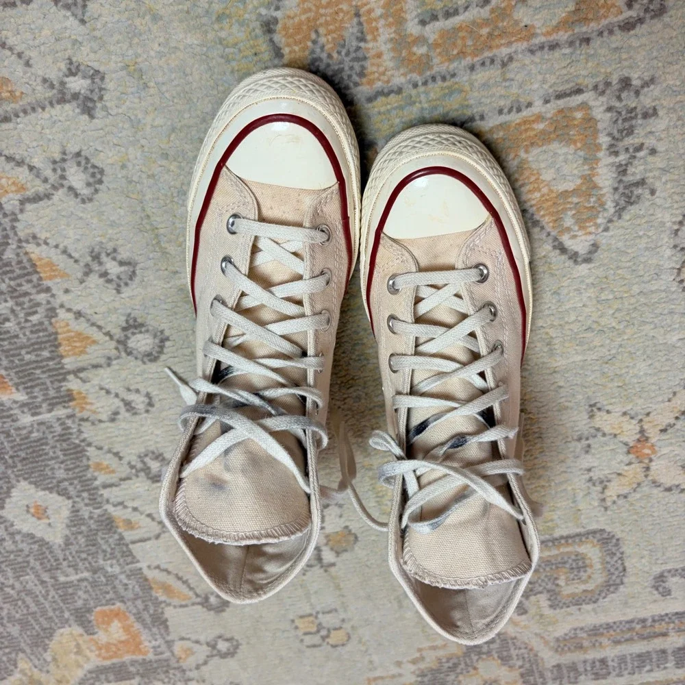 Converse Chuck 70 High Top Parchment Canvas Sneakers 162053C Mens 4.5 Womens 6.5 - Picture 3 of 9
